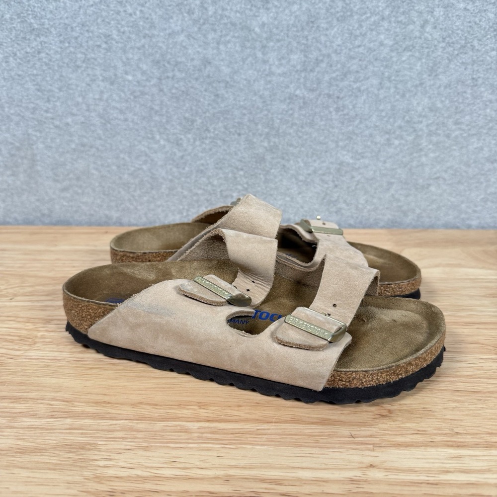 Birkenstock arizona sandals womens 36 US 5 Narrow beige soft footbed leather